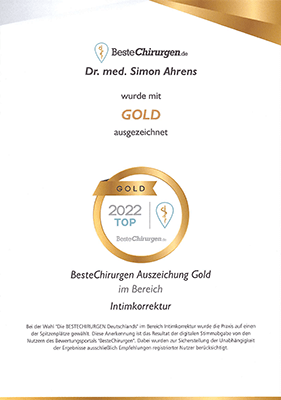 Auszeichnung Bestechirurgen.de Dr. Ahrens, Intimchirurgie, AesthetiCum Berlin 